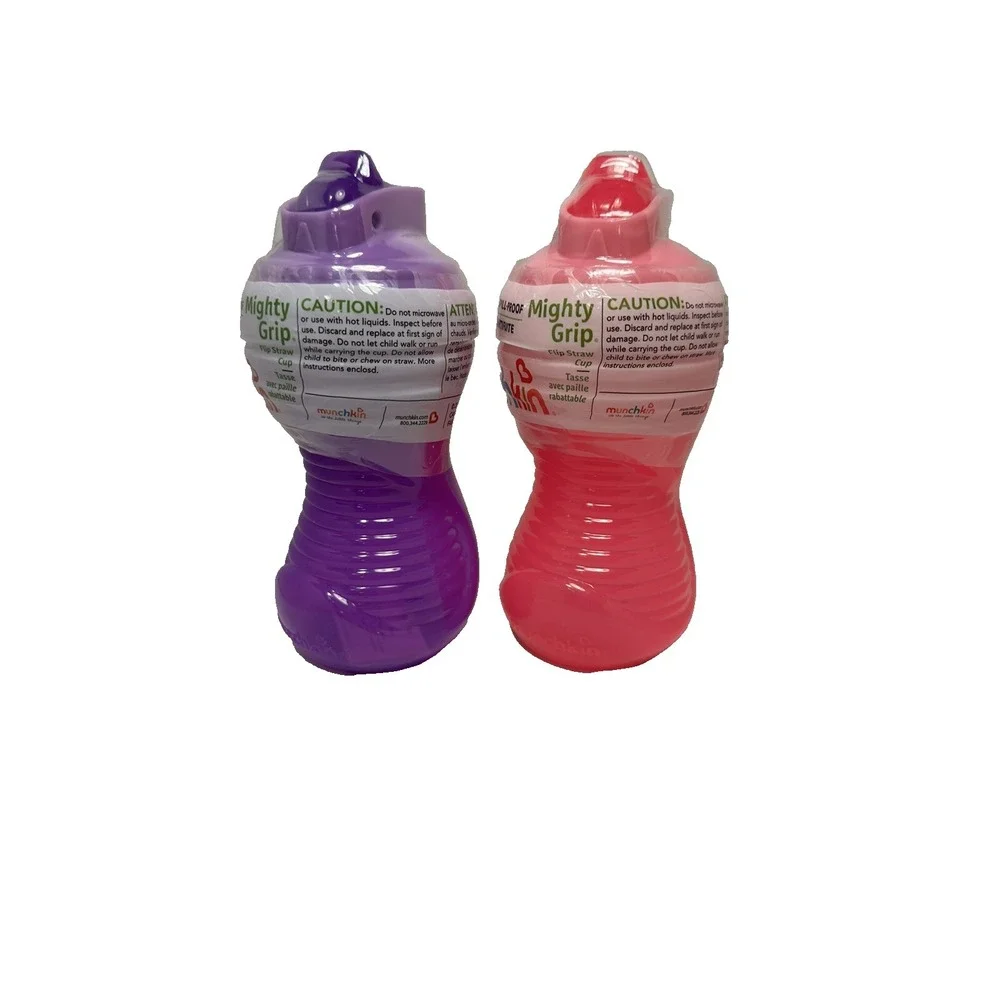MUNCHKIN 12 month + spill proof mighty grip SIPPY CUPS 10 oz PURPLE‎ PINK